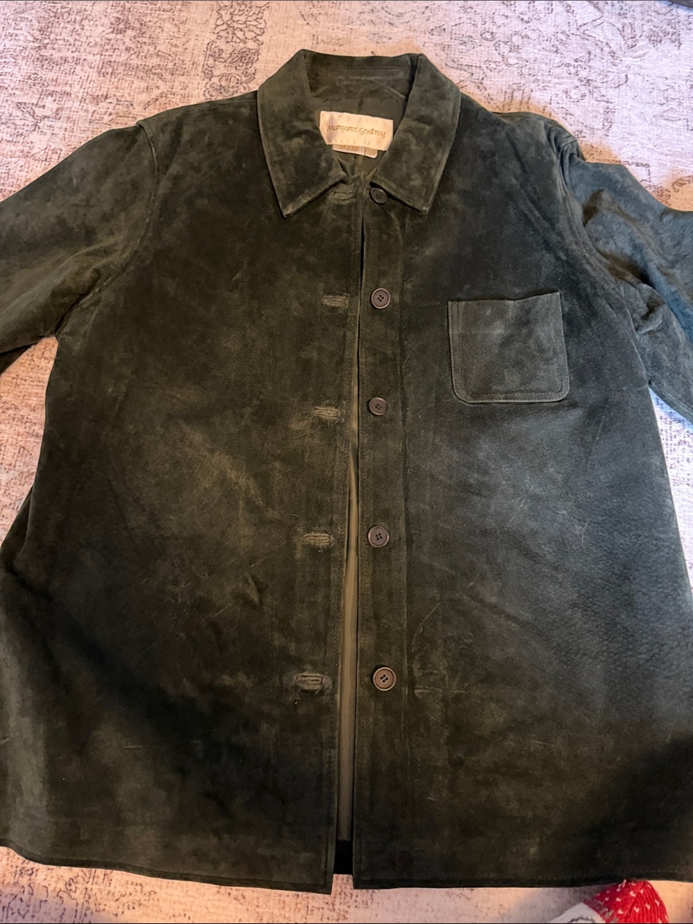Margaret Godfrey Green Suede Lightweight Shirt Jacket 100% leather outer - Picture 3 of 7